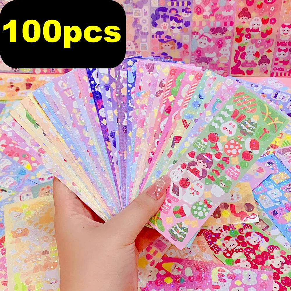 CAWPURI Kawaii Stickers for Kids Cute Stationary Aesthetic Diary Decoration Art Supplies Stickers for Scrapbooking Lot Korean Paper Desk