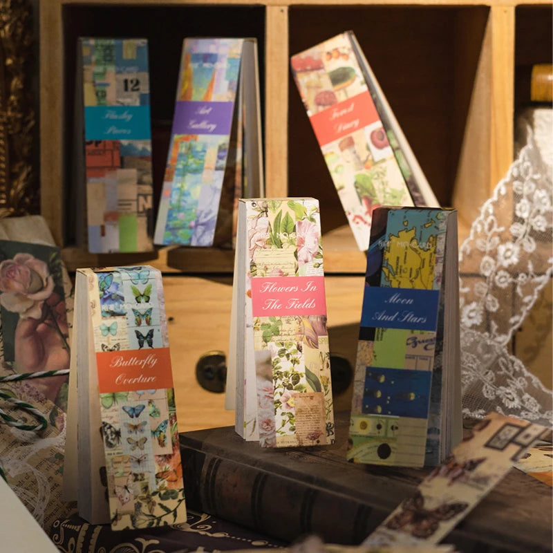 CAWPURI 50sheets Vintage Washi Paper Sticker Book butterflies Natural Plants Sticker for Collage Junk Journals Scrapbooking Decor