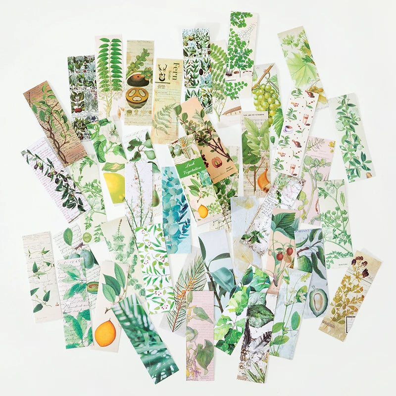 CAWPURI 50sheets Vintage Washi Paper Sticker Book butterflies Natural Plants Sticker for Collage Junk Journals Scrapbooking Decor