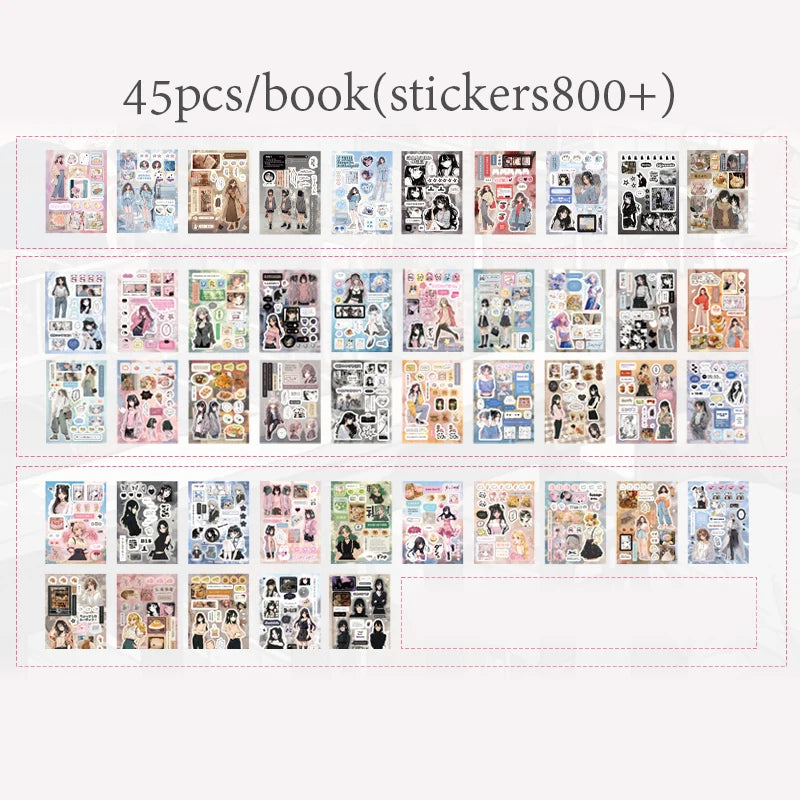 CAWPURI 3Style 45Pcs/bag cut film sticker book for DIY handbook phone case photo frame album scrapbook hang tag card decoration
