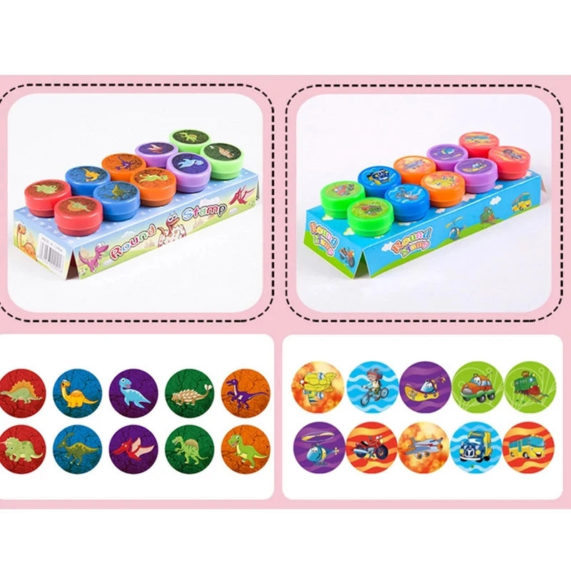CAWPURI 10pcs Assorted Stamps for Kids Self-ink Stamps Children Toy Stamps Smiley Face Seal Scrapbooking DIY Painting Photo Album Decor