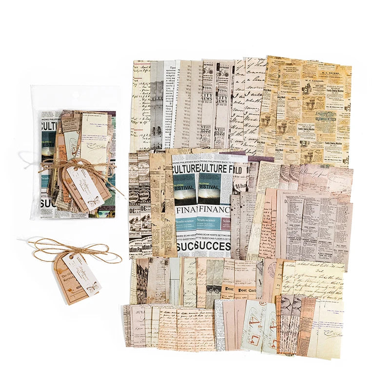 CAWPURI 100pcs/pack Decor Scrapbook Vintage Materials Paper Combo Kit DIY Junk Journal Collage Photo Album Retro Background paper