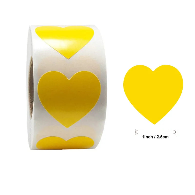 CAWPURI 500Pcs/Roll Love Heart Shaped Sticker Seal Labels Birthday Party Gift Packaging Cute Stationery Sticker Scrapbooking for Craft