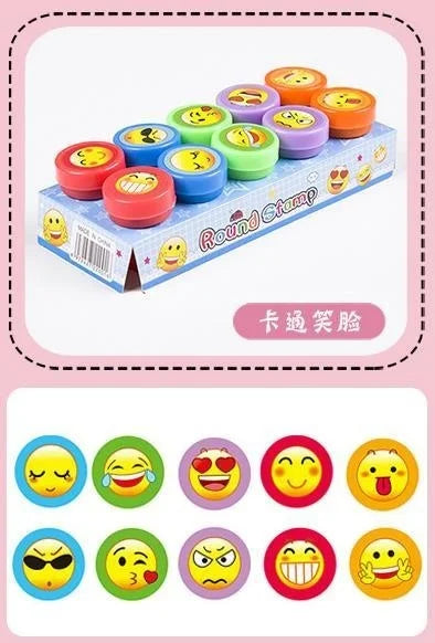 CAWPURI 10pcs Assorted Stamps for Kids Self-ink Stamps Children Toy Stamps Smiley Face Seal Scrapbooking DIY Painting Photo Album Decor