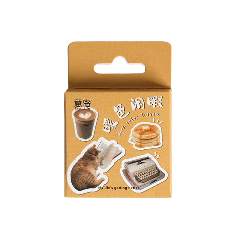 CAWPURI 45pcs/Box Black Cat Stickers Waterproof DIY Computer Washi Scrapbooking for Water Battle Creative Stationery
