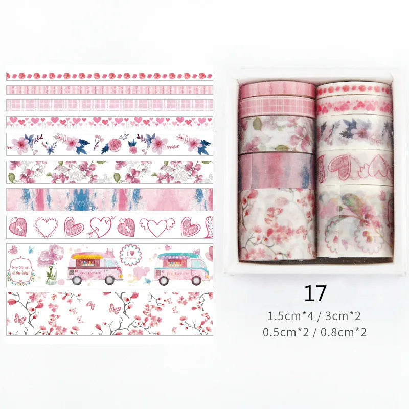 CAWPURI 26 Designs 10pcs/box Cute Cartoon Animals Washi Tapes Scrapbooking DIY Deco Creative Japanese Kawaii Masking Tapes