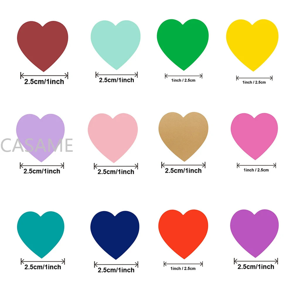 CAWPURI 500Pcs/Roll Love Heart Shaped Sticker Seal Labels Birthday Party Gift Packaging Cute Stationery Sticker Scrapbooking for Craft