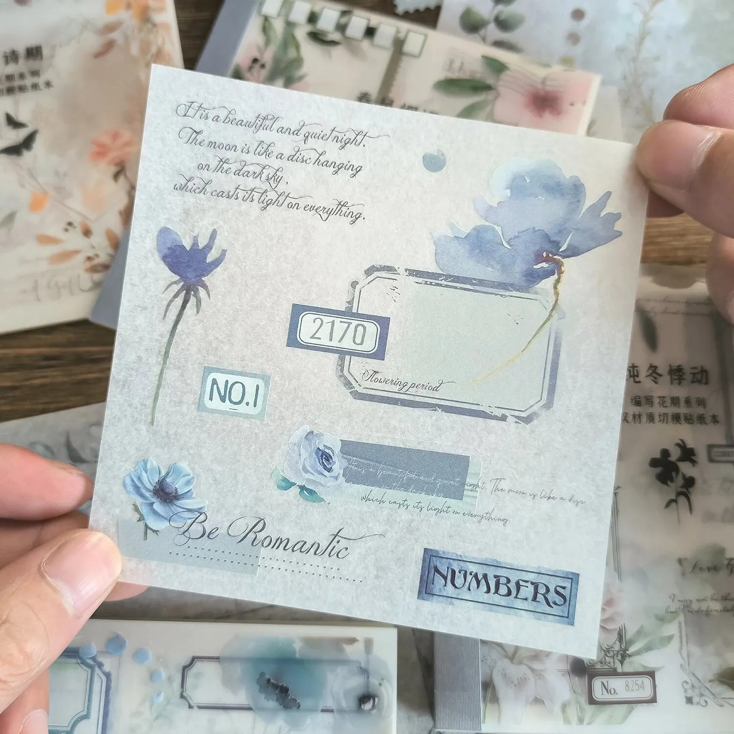 CAWPURI 4Style 20pcs/book INS Floral Sticker Book Four Seasons Theme Cutting Scrapbook Dual-material Handbook DIY Decorative Stickers