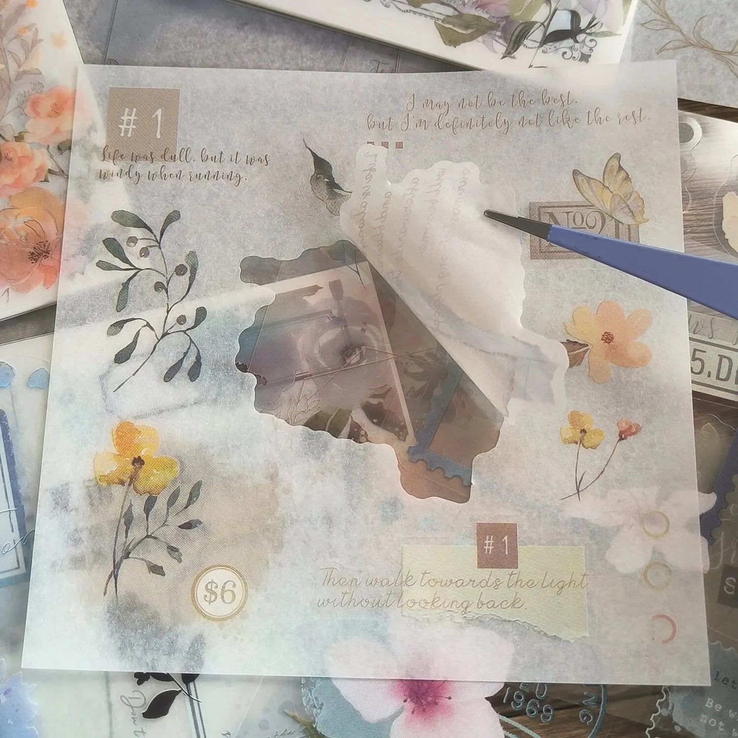 CAWPURI 4Style 20pcs/book INS Floral Sticker Book Four Seasons Theme Cutting Scrapbook Dual-material Handbook DIY Decorative Stickers