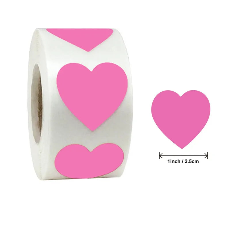 CAWPURI 500Pcs/Roll Love Heart Shaped Sticker Seal Labels Birthday Party Gift Packaging Cute Stationery Sticker Scrapbooking for Craft