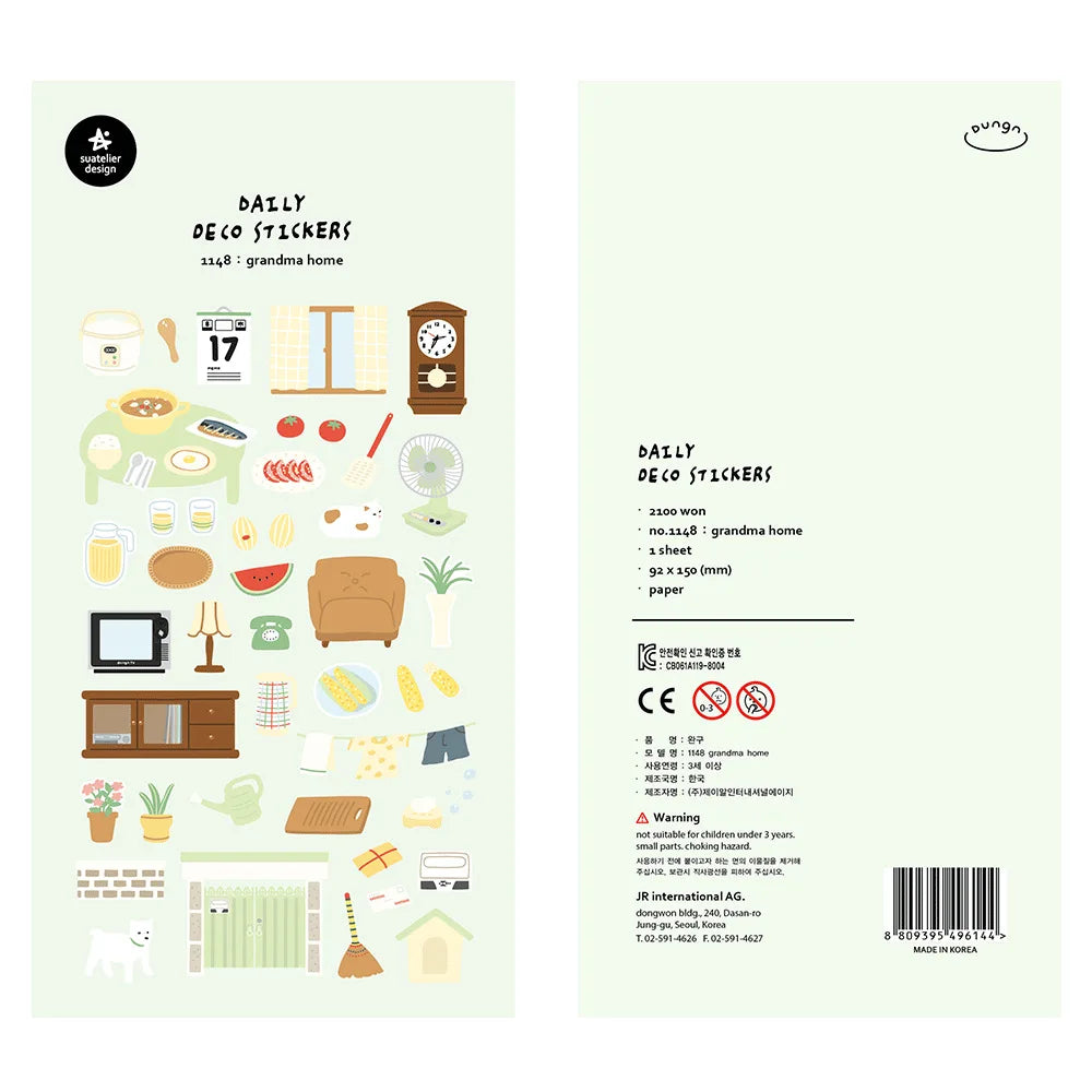 CAWPURI Korean Import Suatelier Kawaii Daily Life Food Animals Cute Stickers Scrapbooking Diy Journal Stationery Sticker Gift