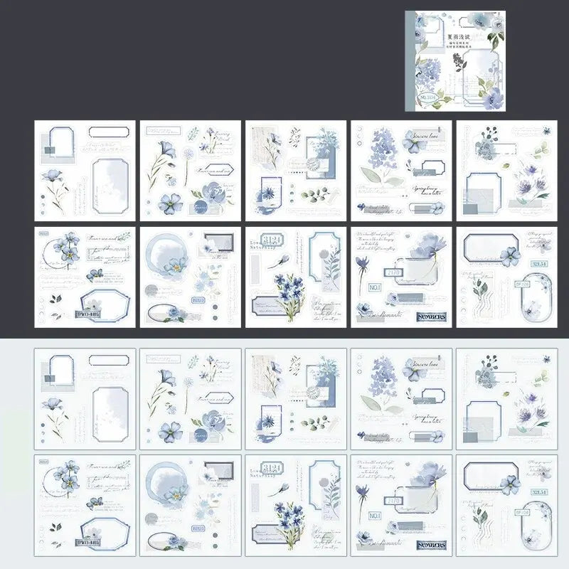 CAWPURI 4Style 20pcs/book INS Floral Sticker Book Four Seasons Theme Cutting Scrapbook Dual-material Handbook DIY Decorative Stickers
