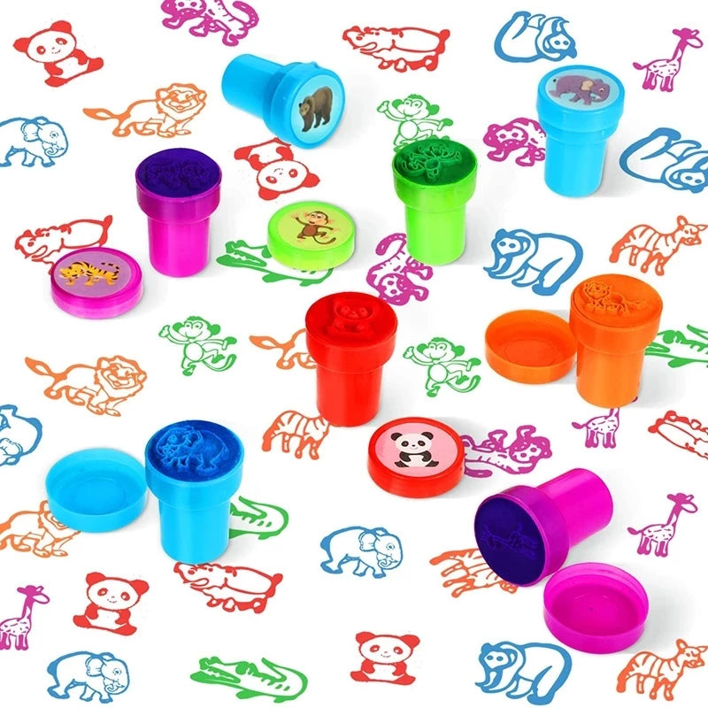 CAWPURI 10pcs Assorted Stamps for Kids Self-ink Stamps Children Toy Stamps Smiley Face Seal Scrapbooking DIY Painting Photo Album Decor