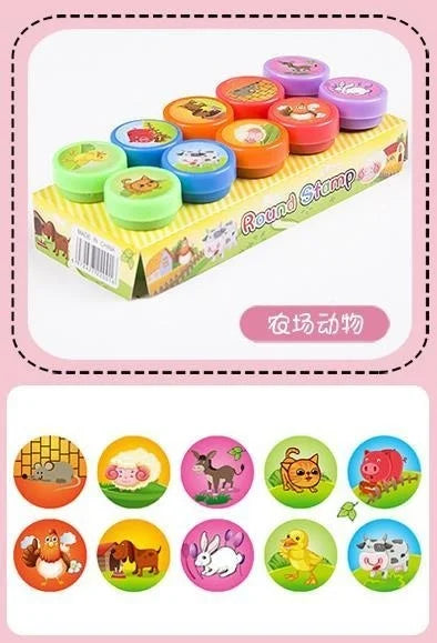 CAWPURI 10pcs Assorted Stamps for Kids Self-ink Stamps Children Toy Stamps Smiley Face Seal Scrapbooking DIY Painting Photo Album Decor