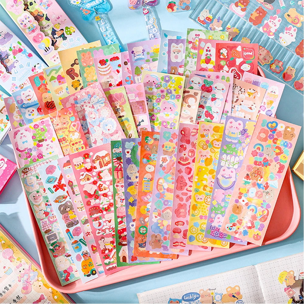 CAWPURI Kawaii Stickers for Kids Cute Stationary Aesthetic Diary Decoration Art Supplies Stickers for Scrapbooking Lot Korean Paper Desk
