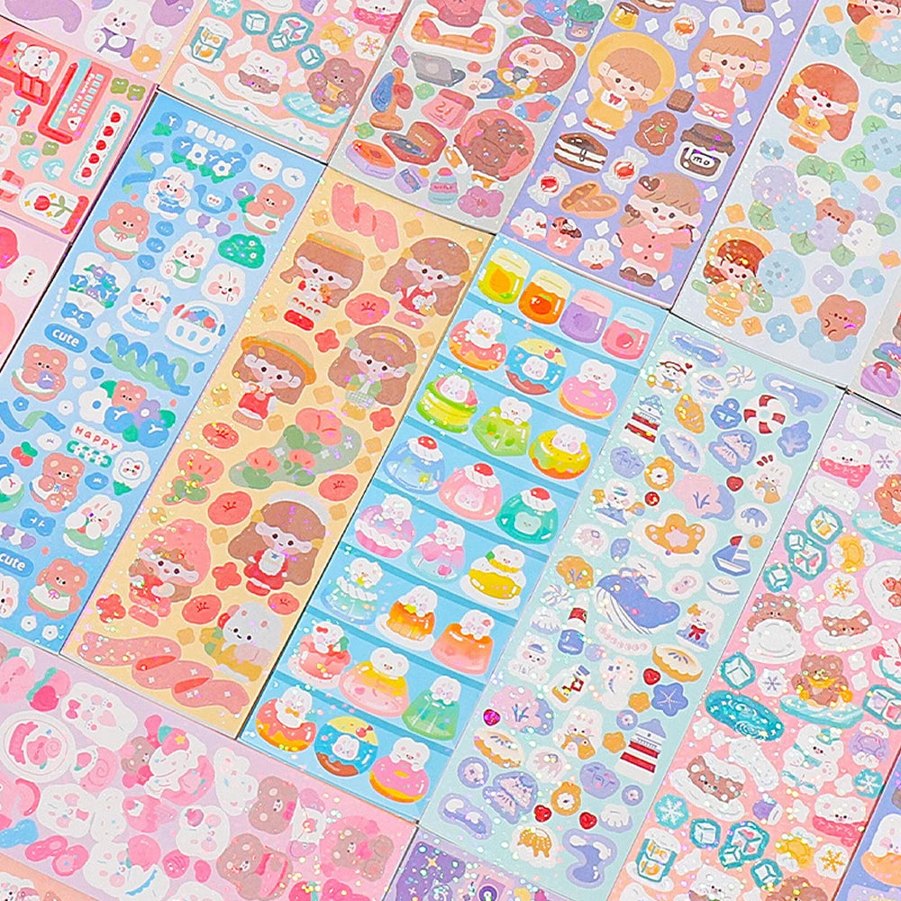 CAWPURI Kawaii Stickers for Kids Cute Stationary Aesthetic Diary Decoration Art Supplies Stickers for Scrapbooking Lot Korean Paper Desk