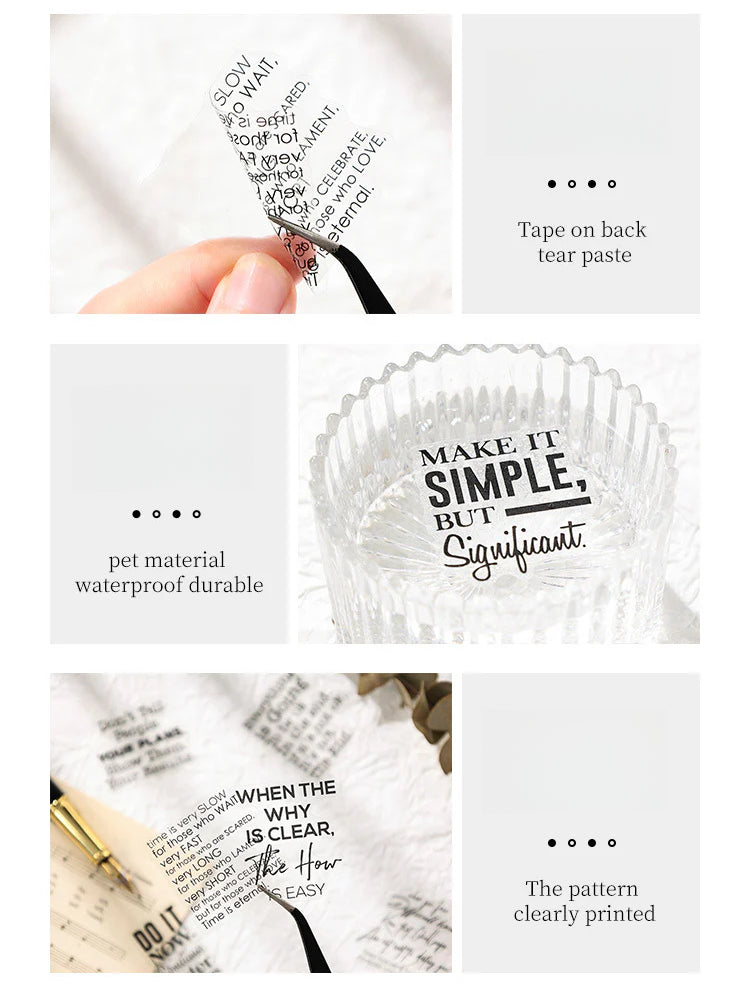 CAWPURI Pure Black Poet Sticker Pack – 40PCS Inspiring Designs