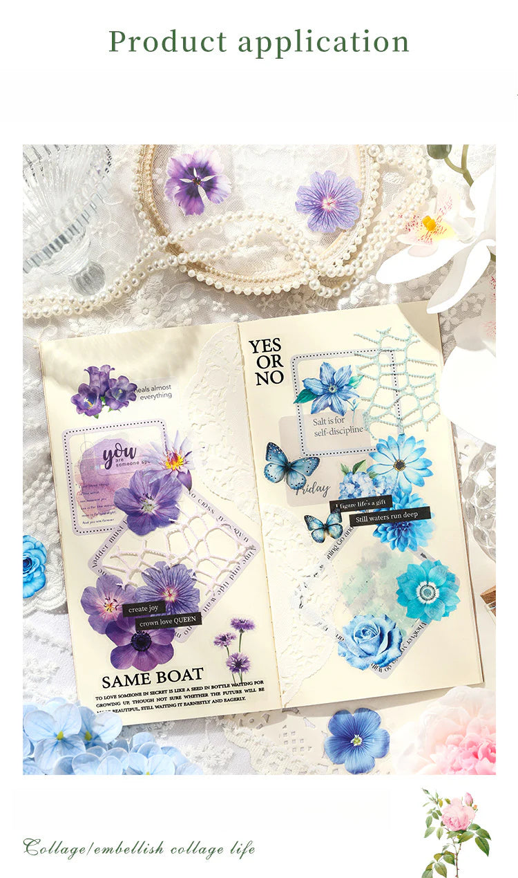 CAWPURI Leisurely Flower Language Sticker Set - 50 Exquisite Retro Designs