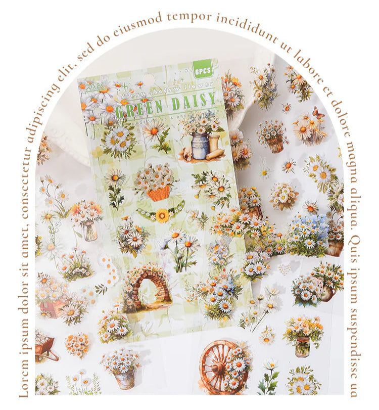 CAWPURI Dream Shadow Flower Stickers – 6PCS Waterproof PET for Handbooks