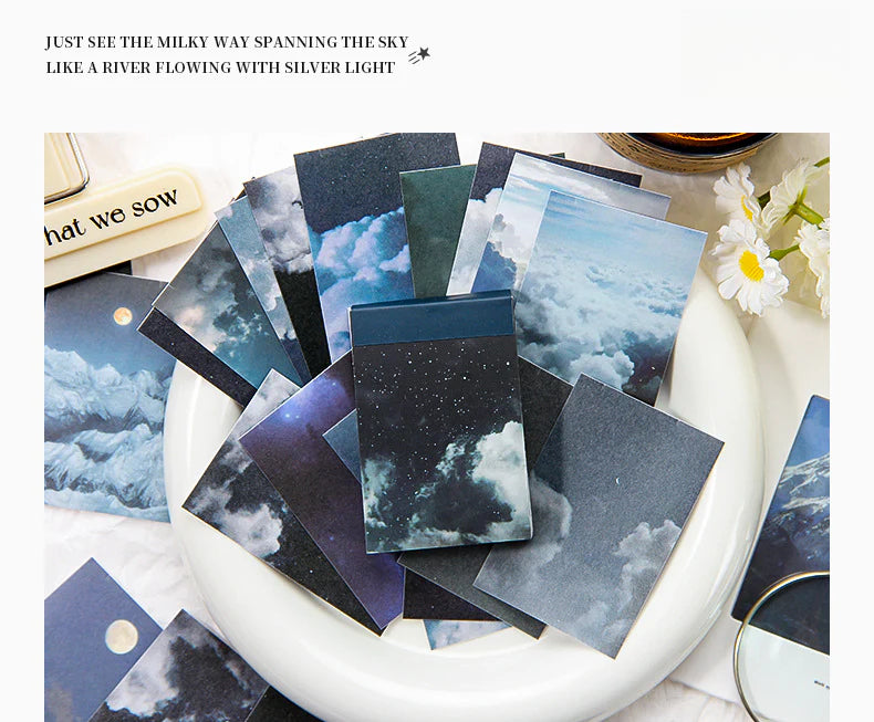 CAWPURI Starry Sky Sticker Book – 50PCS Adhesive Stickers for Handbooks & Crafts