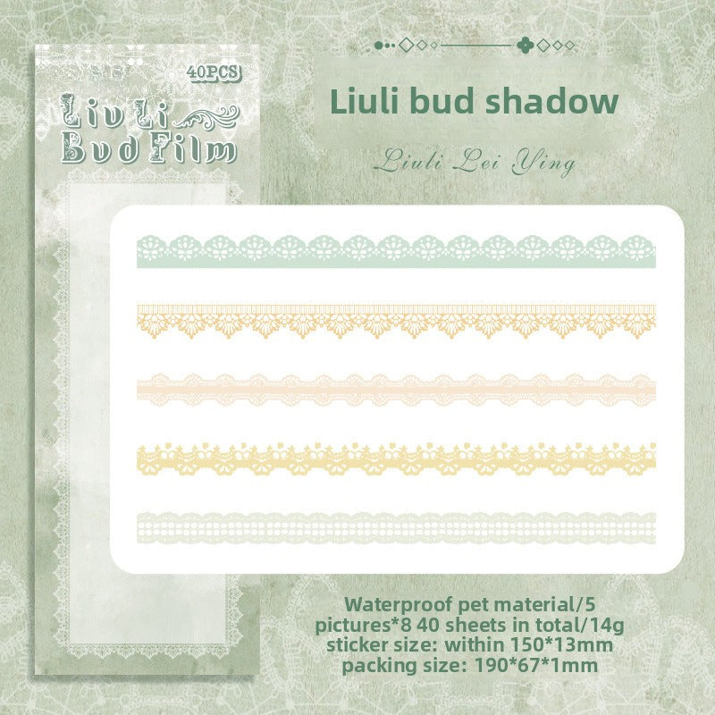 CAWPURI Flower Bud Dream Yarn Stickers – 40PCS Retro Lace PET Stickers for Handbooks