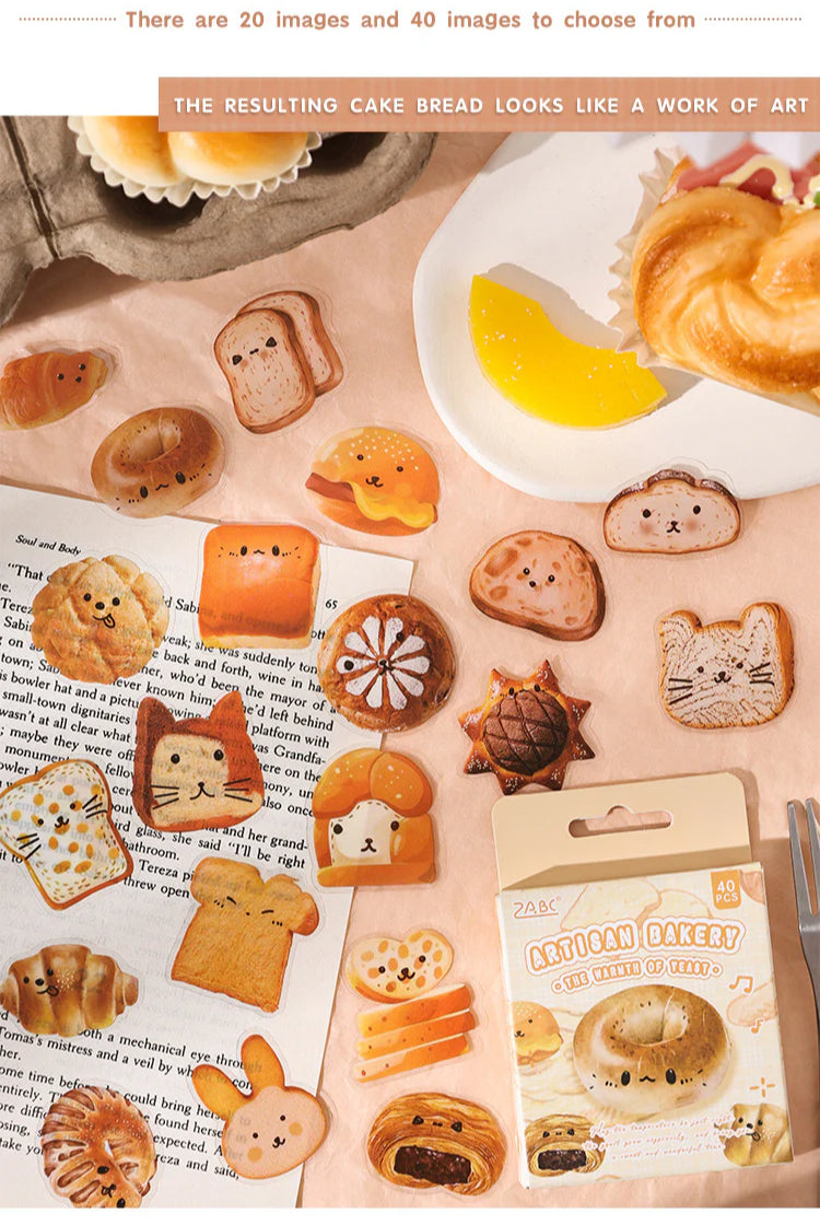 CAWPURI Yuezhen Cute Bread Handbook Stickers – 20 Adorable Designs