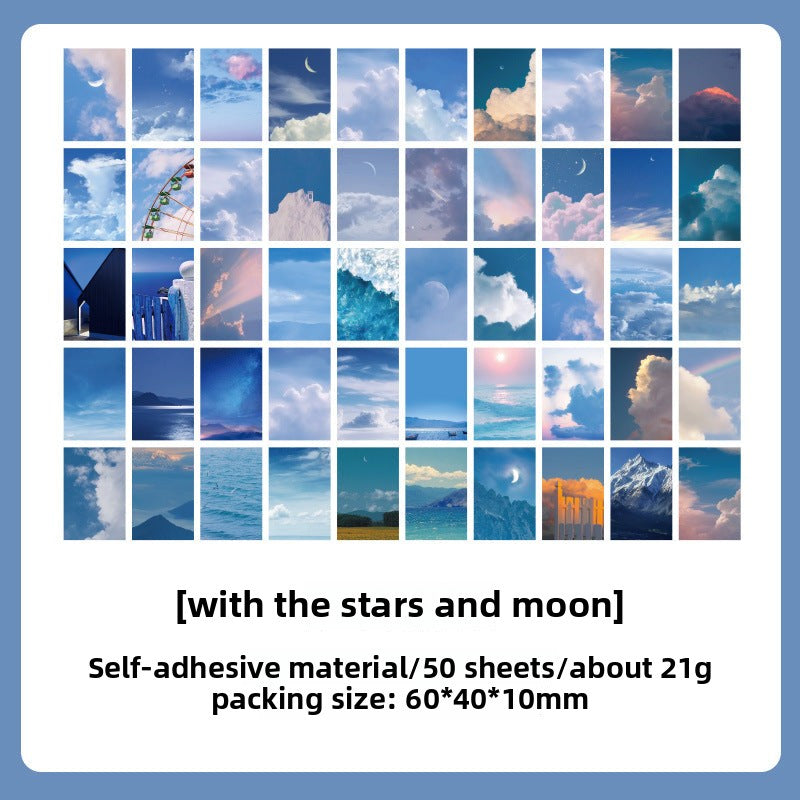 CAWPURI Starry Sky Sticker Book – 50PCS Adhesive Stickers for Handbooks & Crafts