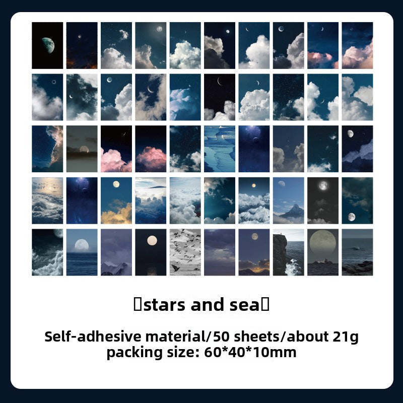 CAWPURI Starry Sky Sticker Book – 50PCS Adhesive Stickers for Handbooks & Crafts