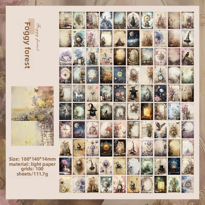 CAWPURI 100PCS Retro Wuxia Handbook Material Paper – Lightweight Collage Sheets