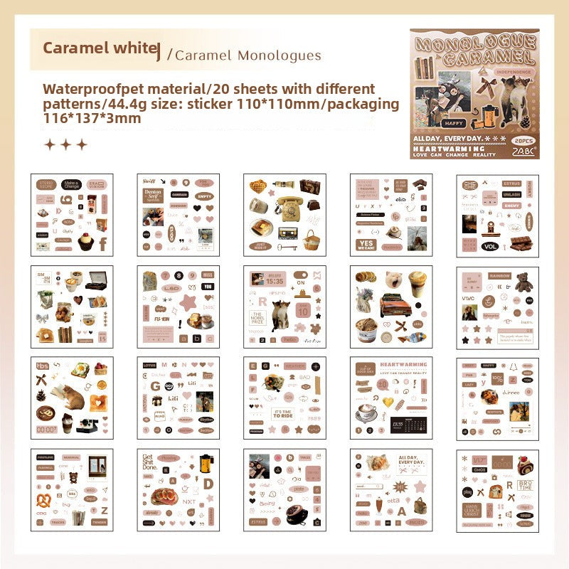CAWPURI Salt Style Cut Film Sticker Hand Account Sticker Book, Cross-border Creative Sticker Pet Hand Account Sticker Book Sticker