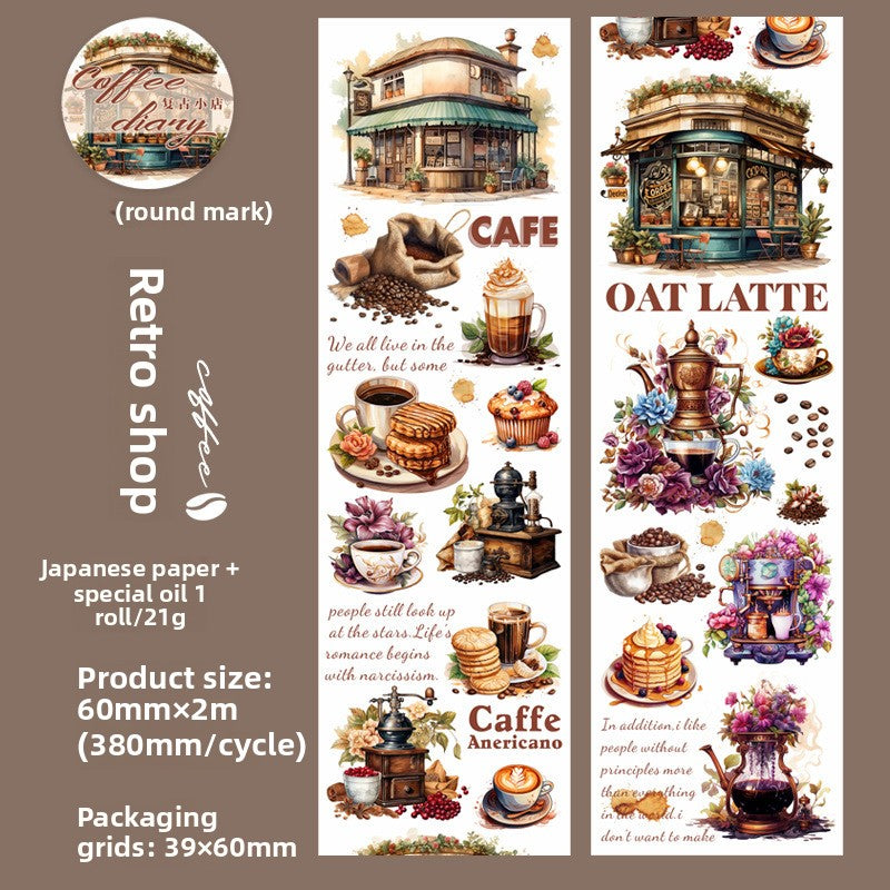 Coffee Theme Handbook Tape – 6 Rolls of Caffeinated Designs