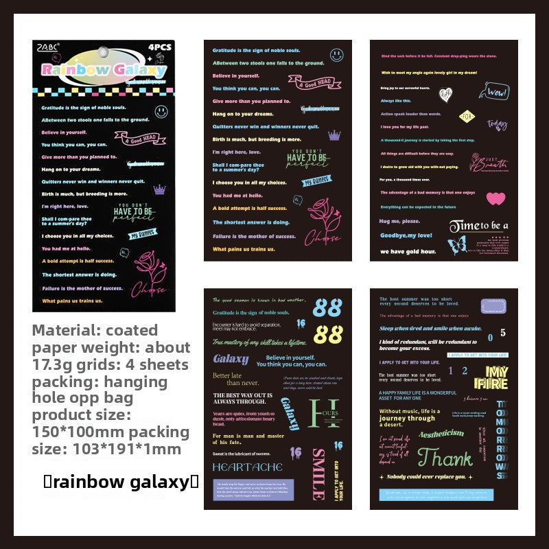 CAWPURI Retro Handwriting Heart Stickers – Long English Creative Stickers for Handbooks