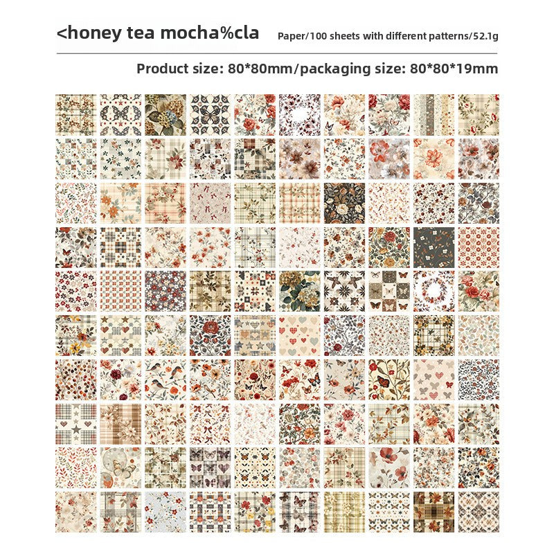 CAWPURI Mihua Manyuan Material Book – 100 Retro Pattern Sheets for Handbooks