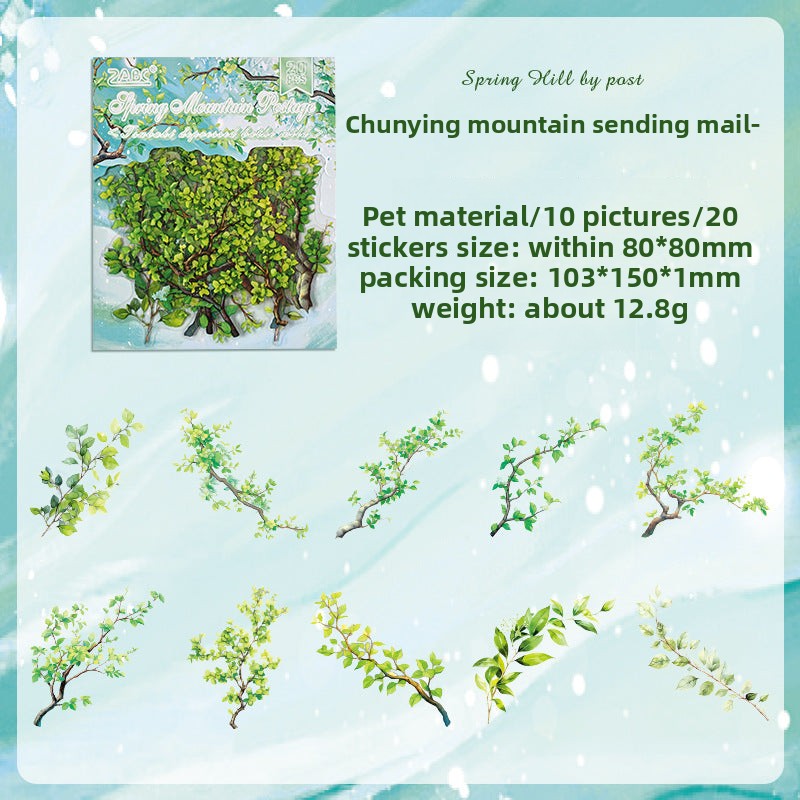 CAWPURI Chun Yu Muye Sticker Pack – 20PCS Floral Delights
