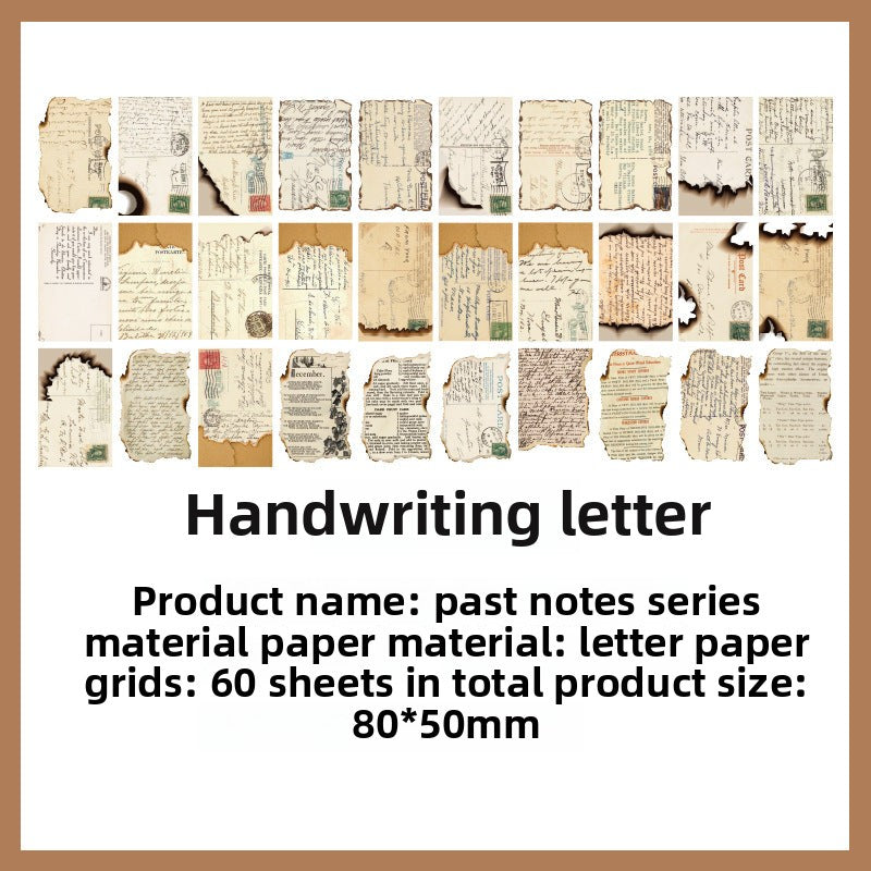 CAWPURI Past Notes Series Hand Account Material Paper Cute Retro Non-sticky Stickers 60 Material Books Wholesale