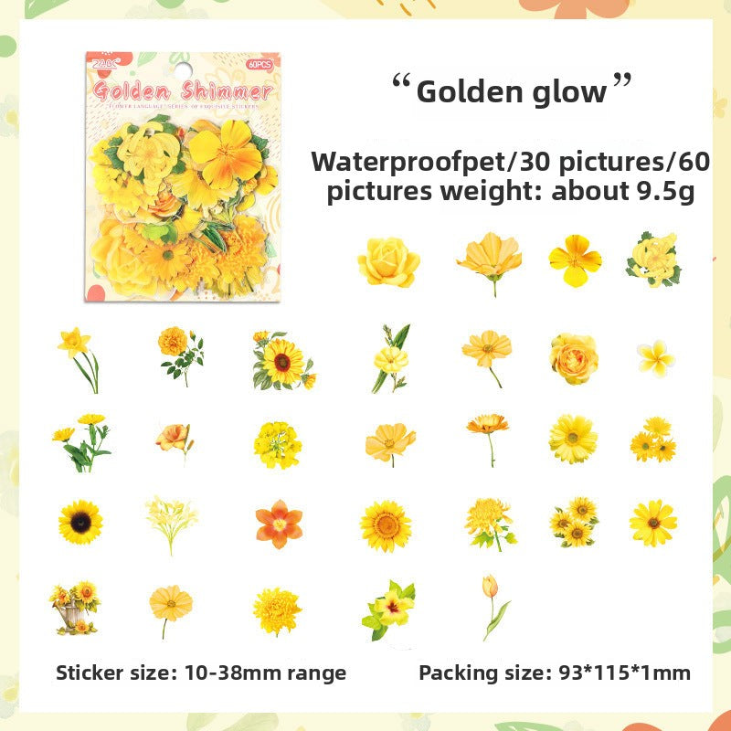 CAWPURI Leisurely Flower Language Sticker Set - 50 Exquisite Retro Designs