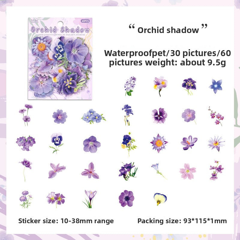 CAWPURI Leisurely Flower Language Sticker Set - 50 Exquisite Retro Designs