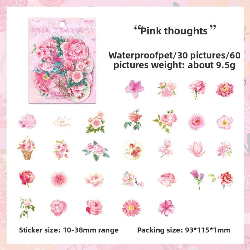 CAWPURI Leisurely Flower Language Sticker Set - 50 Exquisite Retro Designs