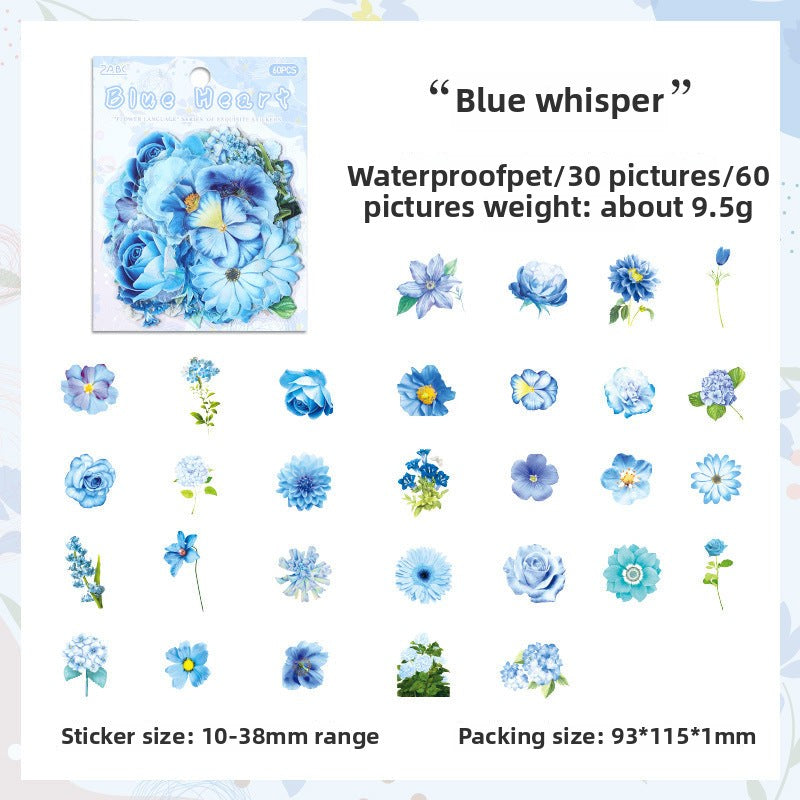 CAWPURI Leisurely Flower Language Sticker Set - 50 Exquisite Retro Designs