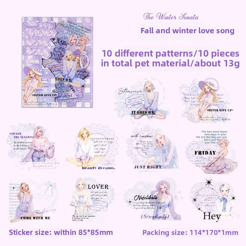CAWPURI Early Morning Twilight Stickers – 10PCS Retro PET for Handbooks