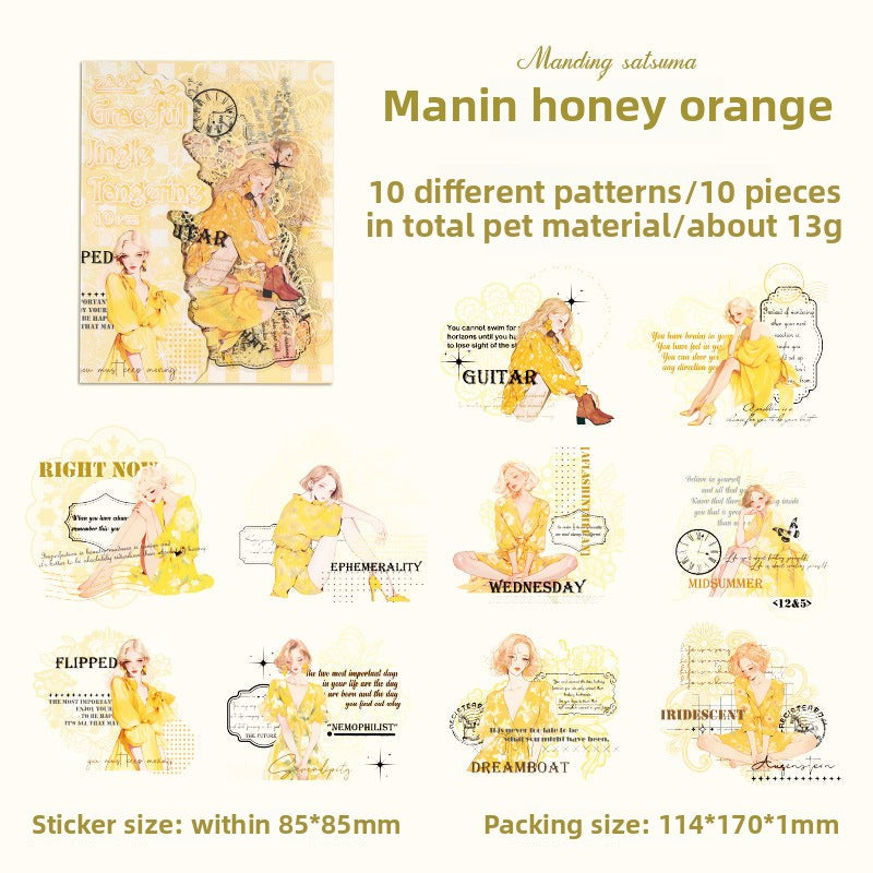 CAWPURI Early Morning Twilight Stickers – 10PCS Retro PET for Handbooks