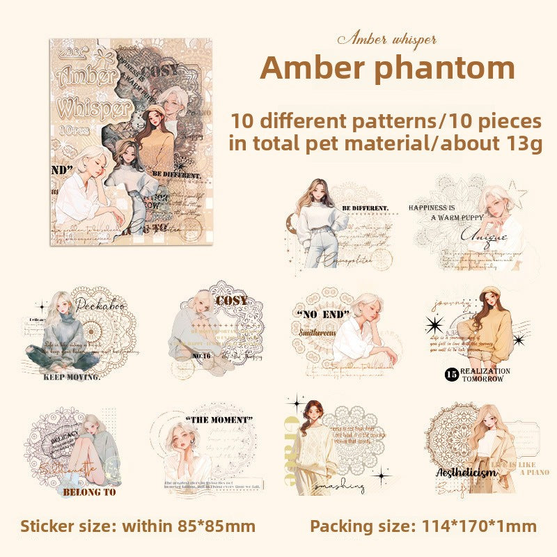 CAWPURI Early Morning Twilight Stickers – 10PCS Retro PET for Handbooks
