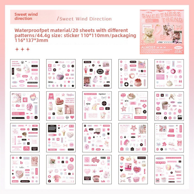 CAWPURI Salt Style Cut Film Sticker Hand Account Sticker Book, Cross-border Creative Sticker Pet Hand Account Sticker Book Sticker