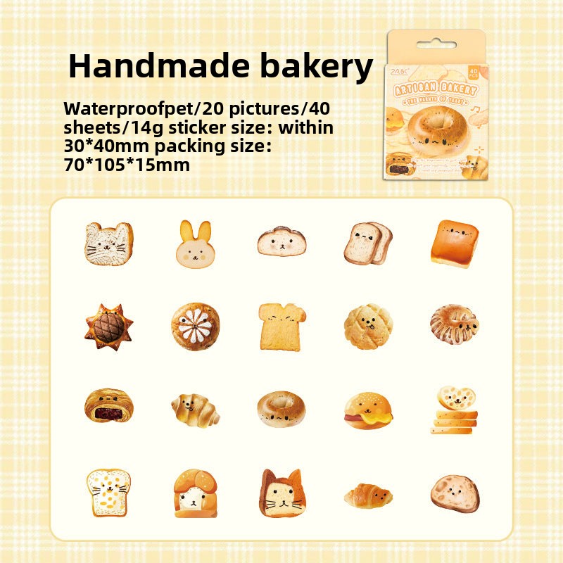 CAWPURI Yuezhen Cute Bread Handbook Stickers – 20 Adorable Designs