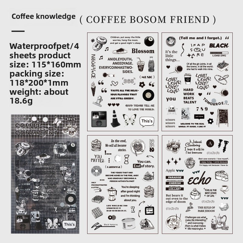 CAWPURI Autumn Letters Cut Film Stickers – 4Pcs Waterproof PET for Handbooks