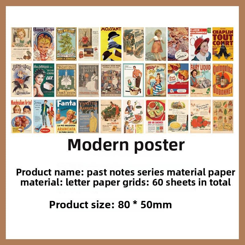 CAWPURI Past Notes Series Hand Account Material Paper Cute Retro Non-sticky Stickers 60 Material Books Wholesale