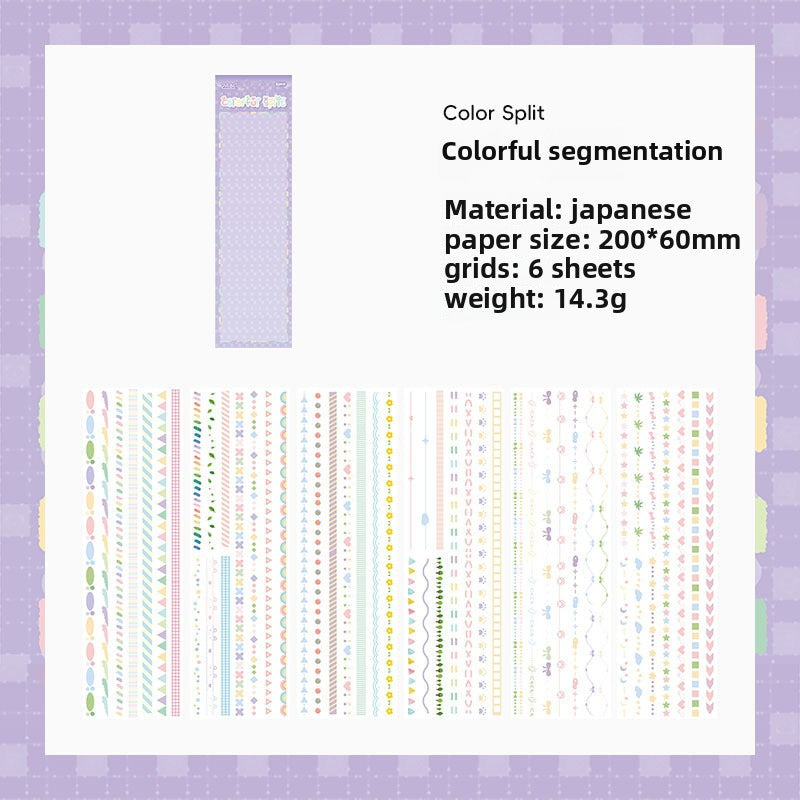 CAWPURI Boundary Guard Strip Stickers – 6Pcs Washi Paper Cut Film for Handbooks