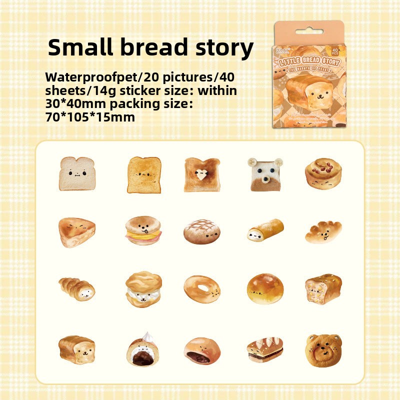 CAWPURI Yuezhen Cute Bread Handbook Stickers – 20 Adorable Designs
