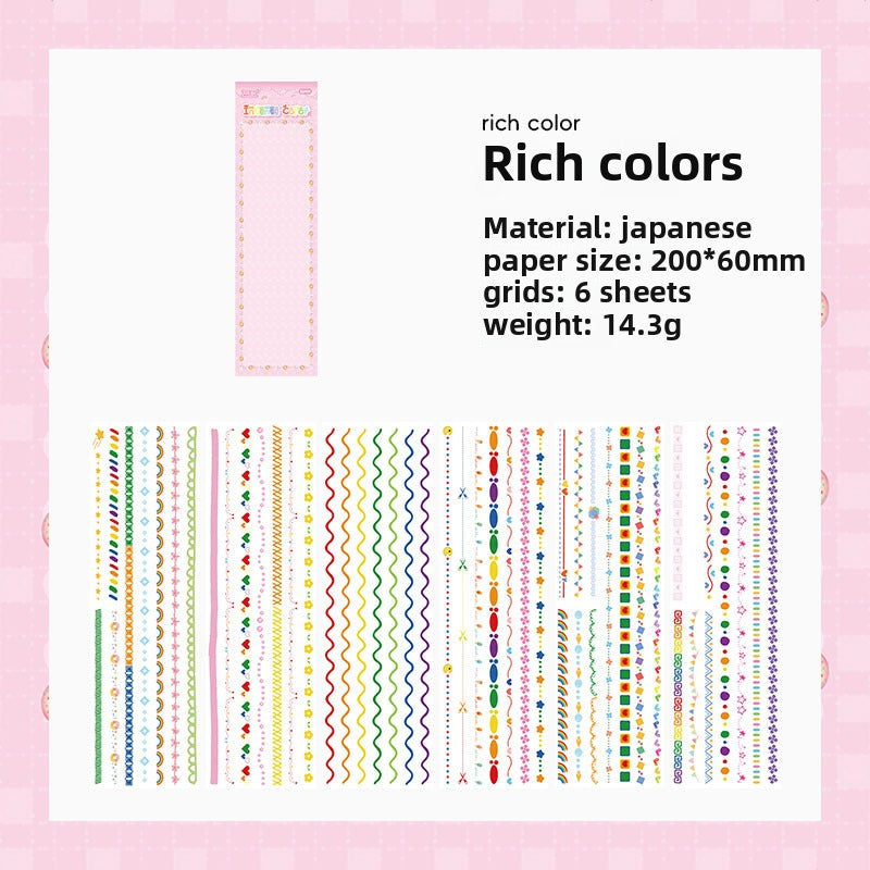 CAWPURI Boundary Guard Strip Stickers – 6Pcs Washi Paper Cut Film for Handbooks