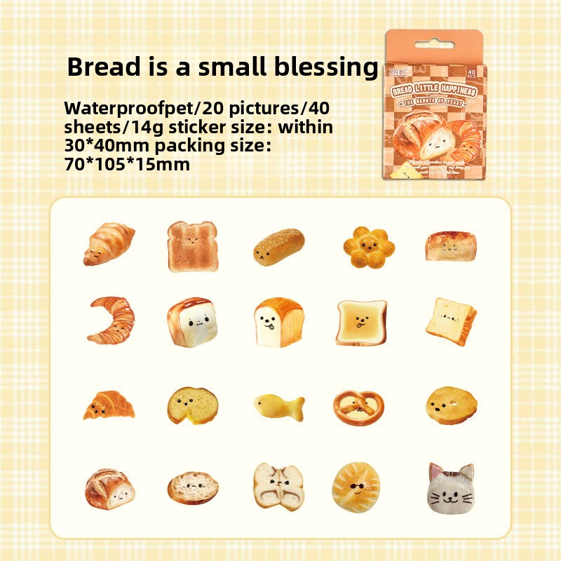 CAWPURI Yuezhen Cute Bread Handbook Stickers – 20 Adorable Designs
